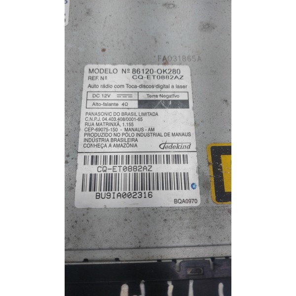 Radio Original Toyota Rav4 2010 86120-0k280 Cq-et0882az