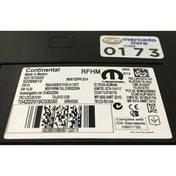 Modulo Pressao Pneus Fiat Toro Ranch 2020 52089810 Original