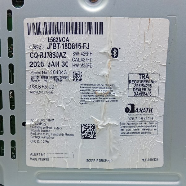 Radio Som Bluetooth Ford Ka 2013 A 2020