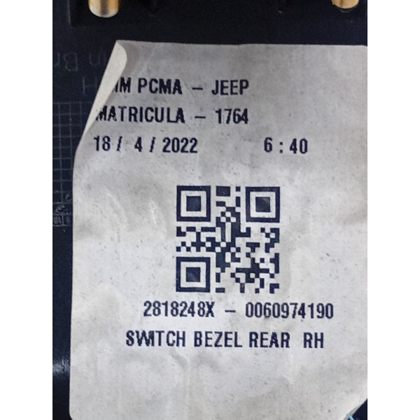 Moldura Botão Vidro Trás Dir Jeep Commander 2022 2025