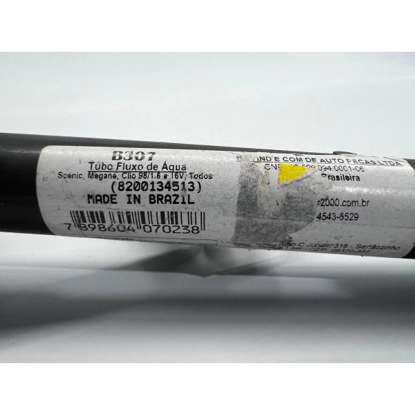 Tubo Cano Água Motor Renault Megane Scenic 1.6 16v 820013451
